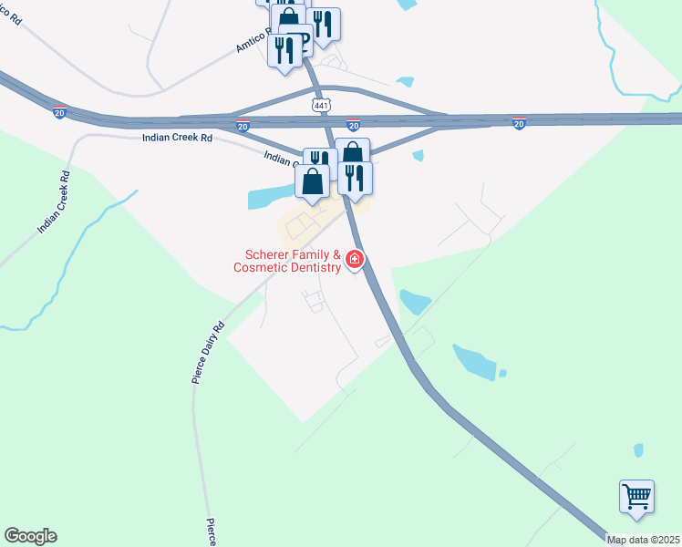 map of restaurants, bars, coffee shops, grocery stores, and more near 2151 Eatonton Road in Madison