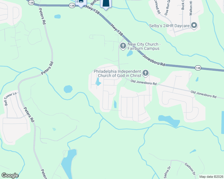 map of restaurants, bars, coffee shops, grocery stores, and more near 145 Ontario Drive in Fairburn