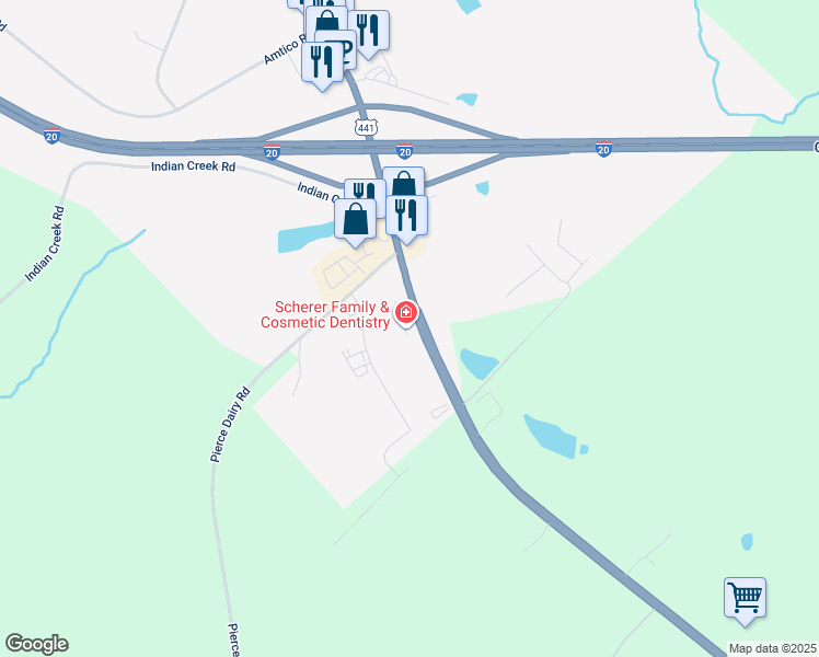 map of restaurants, bars, coffee shops, grocery stores, and more near 2151 Eatonton Road in Madison