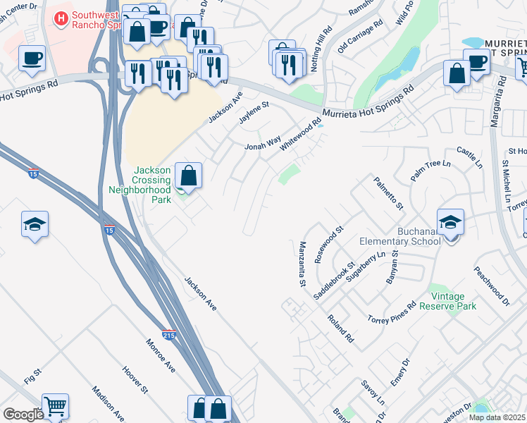 map of restaurants, bars, coffee shops, grocery stores, and more near 40368 Calle Real in Murrieta