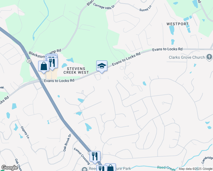 map of restaurants, bars, coffee shops, grocery stores, and more near 632 High Hampton Drive in Martinez