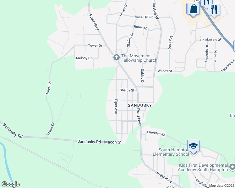 map of restaurants, bars, coffee shops, grocery stores, and more near 921 Piper Avenue in Birmingham