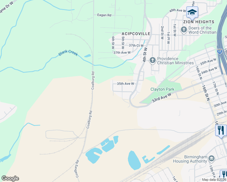 map of restaurants, bars, coffee shops, grocery stores, and more near 1000 34th Avenue West in Birmingham
