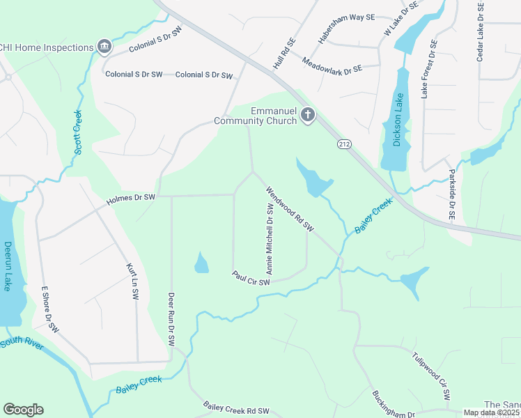 map of restaurants, bars, coffee shops, grocery stores, and more near 5220 Annie Mitchell Drive Southwest in Conyers