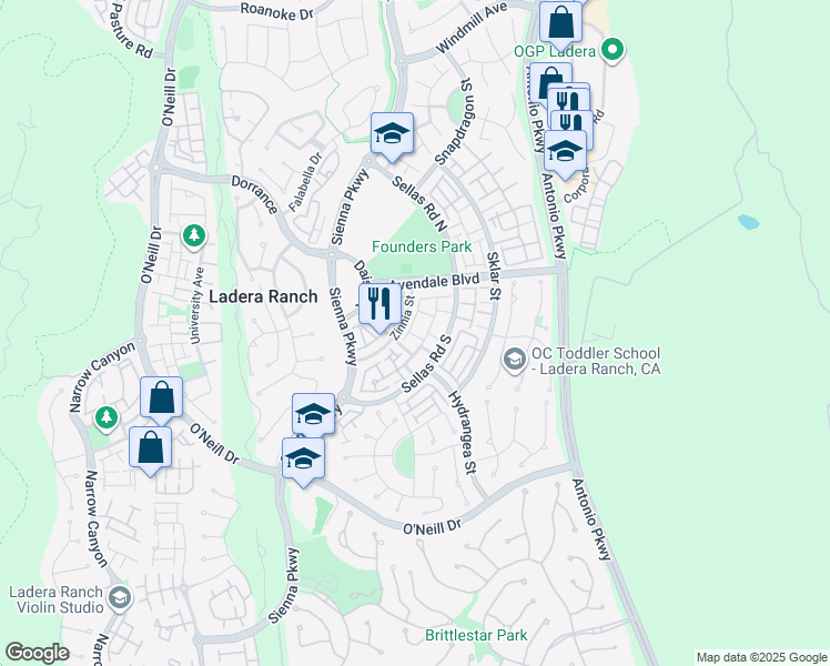map of restaurants, bars, coffee shops, grocery stores, and more near 1 Arabis Court in Mission Viejo