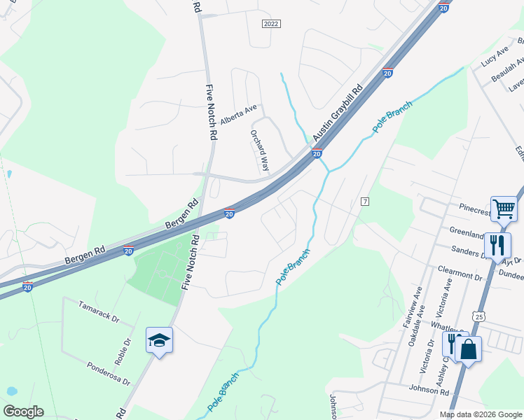 map of restaurants, bars, coffee shops, grocery stores, and more near 575 Old Walden Well Road in North Augusta