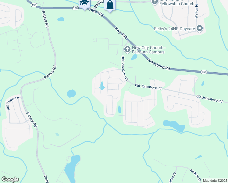 map of restaurants, bars, coffee shops, grocery stores, and more near 3620 Pickeral Street in Fairburn