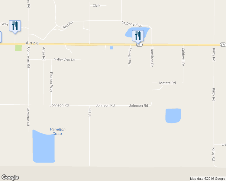 map of restaurants, bars, coffee shops, grocery stores, and more near 57150 Johnson Road in Anza