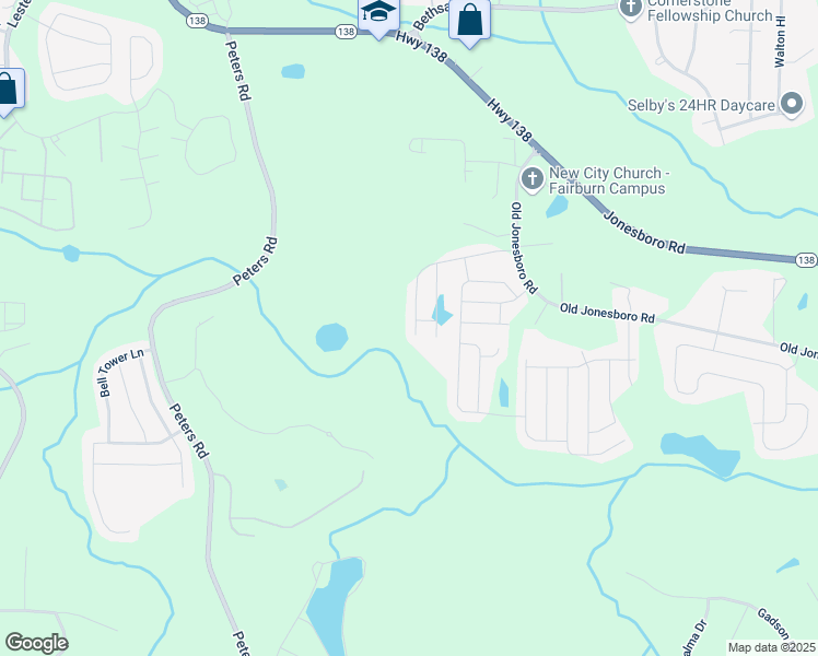 map of restaurants, bars, coffee shops, grocery stores, and more near 3653 Oakleaf Pass in Fairburn