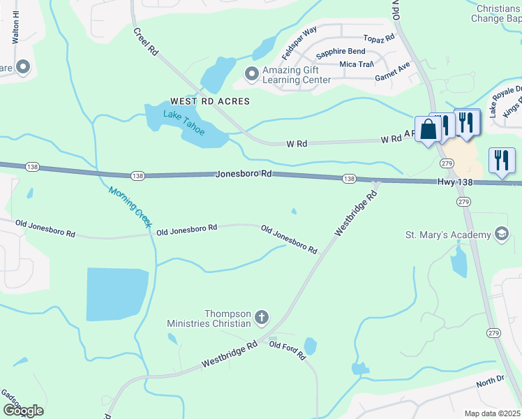 map of restaurants, bars, coffee shops, grocery stores, and more near 2633 Jonesboro Road in Fairburn