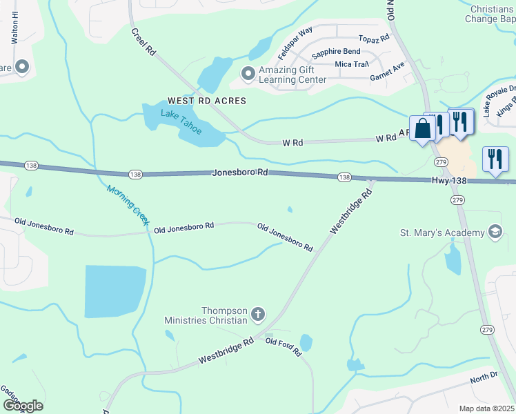 map of restaurants, bars, coffee shops, grocery stores, and more near 2633 Jonesboro Road in Fairburn