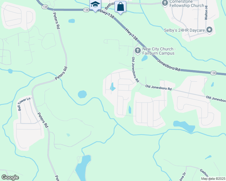 map of restaurants, bars, coffee shops, grocery stores, and more near 7680 Volion Parkway in Fairburn