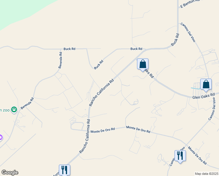 map of restaurants, bars, coffee shops, grocery stores, and more near 36195 Rancho California Road in Temecula