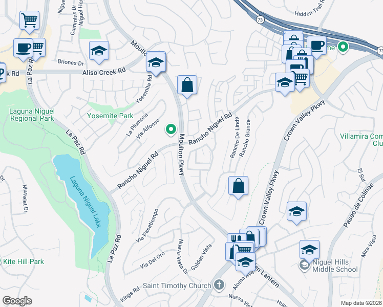 map of restaurants, bars, coffee shops, grocery stores, and more near 28436 Del Mar in Laguna Niguel