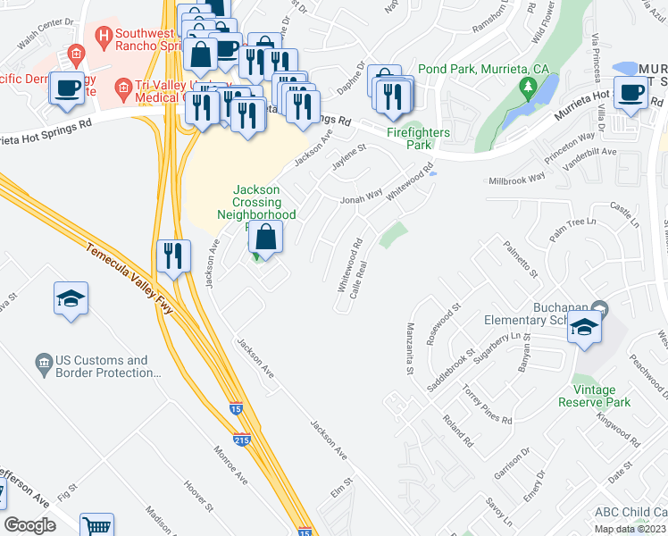 map of restaurants, bars, coffee shops, grocery stores, and more near 40418 Ariel Hope Way in Murrieta