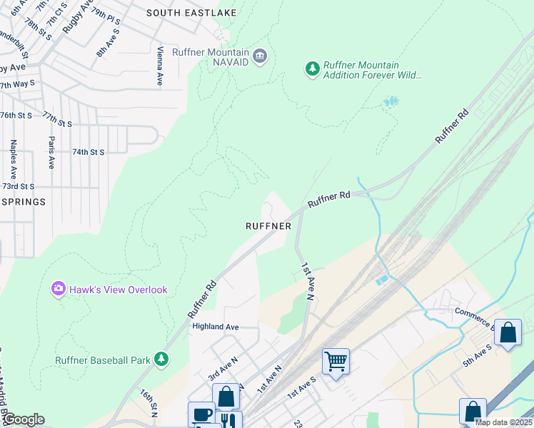 map of restaurants, bars, coffee shops, grocery stores, and more near 1608 Hillside Drive in Irondale