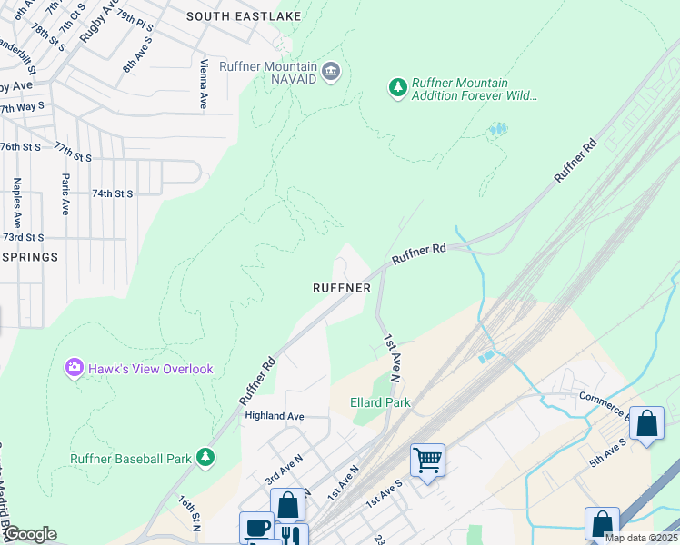map of restaurants, bars, coffee shops, grocery stores, and more near 1608 Hillside Drive in Irondale