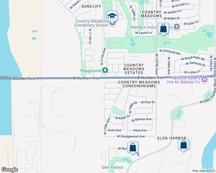 map of restaurants, bars, coffee shops, grocery stores, and more near 11044 West Augusta Avenue in Glendale