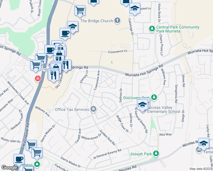 map of restaurants, bars, coffee shops, grocery stores, and more near in Murrieta