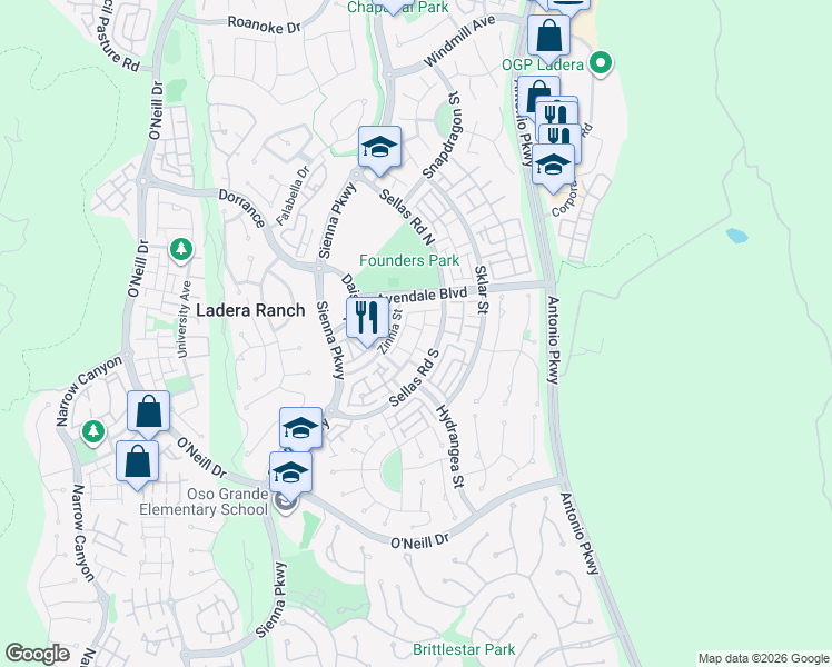 map of restaurants, bars, coffee shops, grocery stores, and more near 8 Agave Court in Mission Viejo