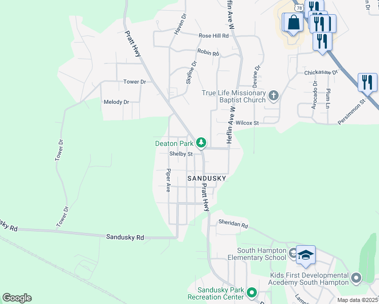 map of restaurants, bars, coffee shops, grocery stores, and more near 1008 Pratt Highway in Birmingham