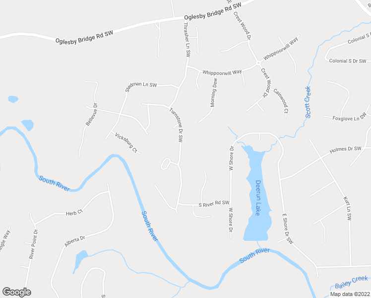 map of restaurants, bars, coffee shops, grocery stores, and more near 5530 Turnstone Drive Southwest in Conyers