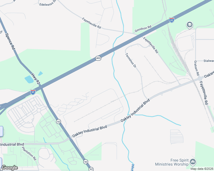 map of restaurants, bars, coffee shops, grocery stores, and more near 1305 Whitewater Place in Fairburn