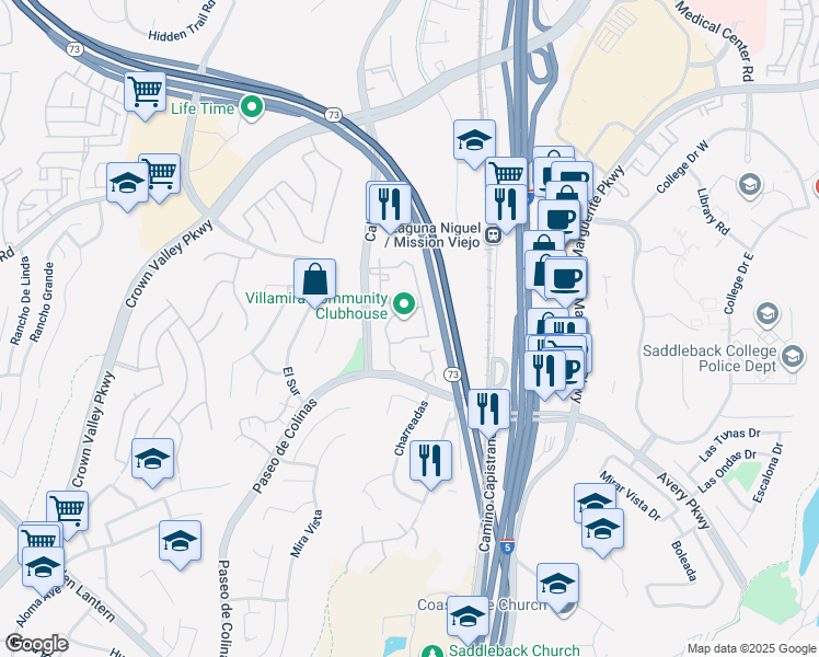 map of restaurants, bars, coffee shops, grocery stores, and more near 28232 Sorrento in Laguna Niguel