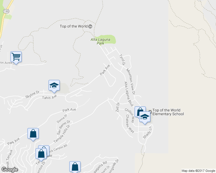 map of restaurants, bars, coffee shops, grocery stores, and more near 3059 Bern Drive in Laguna Beach