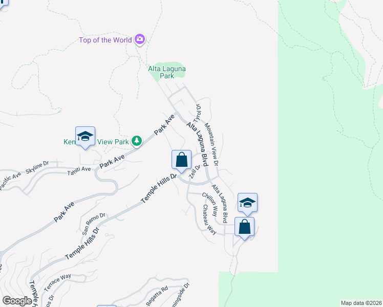map of restaurants, bars, coffee shops, grocery stores, and more near 3079 Cresta Way in Laguna Beach