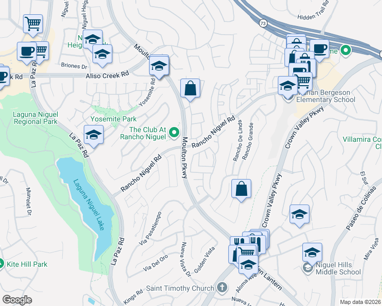 map of restaurants, bars, coffee shops, grocery stores, and more near 24841 Via Verde in Laguna Niguel