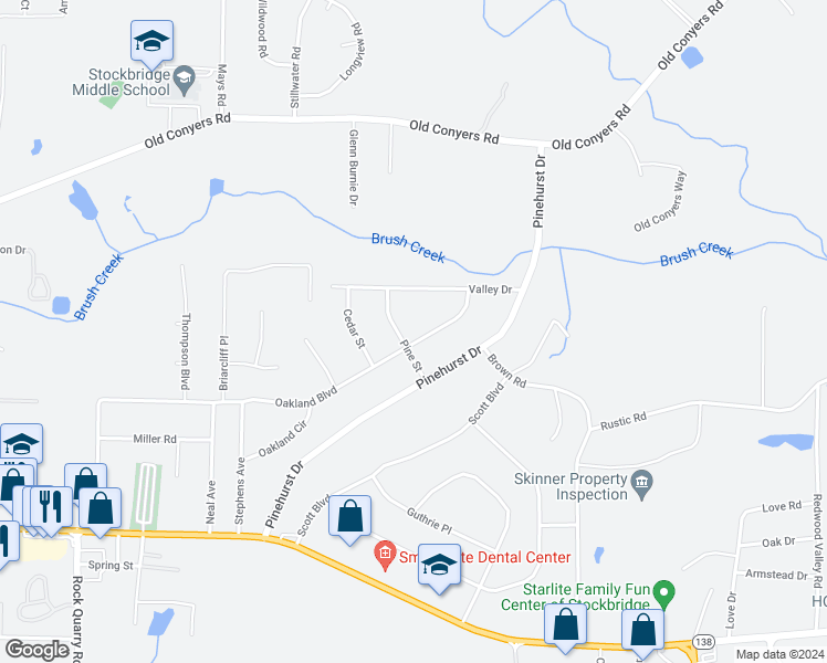 map of restaurants, bars, coffee shops, grocery stores, and more near 177 Oakland Boulevard in Stockbridge