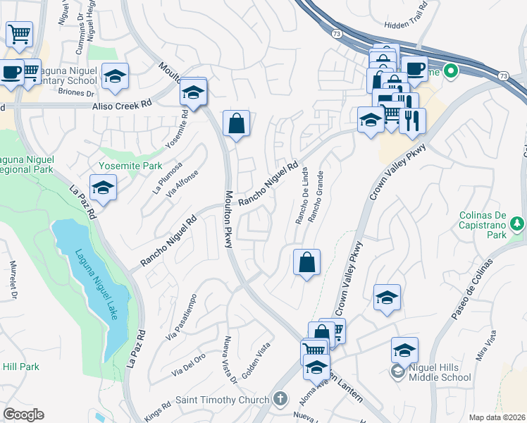 map of restaurants, bars, coffee shops, grocery stores, and more near 28405 Las Cabos in Laguna Niguel