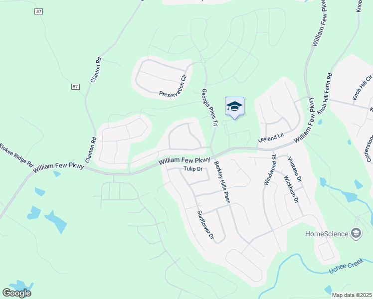 map of restaurants, bars, coffee shops, grocery stores, and more near 5804 Whispering Pines Way in Evans