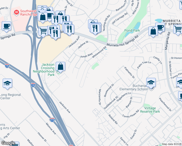 map of restaurants, bars, coffee shops, grocery stores, and more near 40276 Calle Real in Murrieta