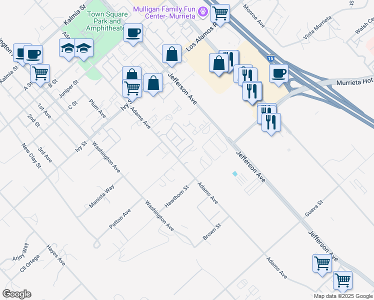 map of restaurants, bars, coffee shops, grocery stores, and more near 41705 Timberwood Avenue in Murrieta