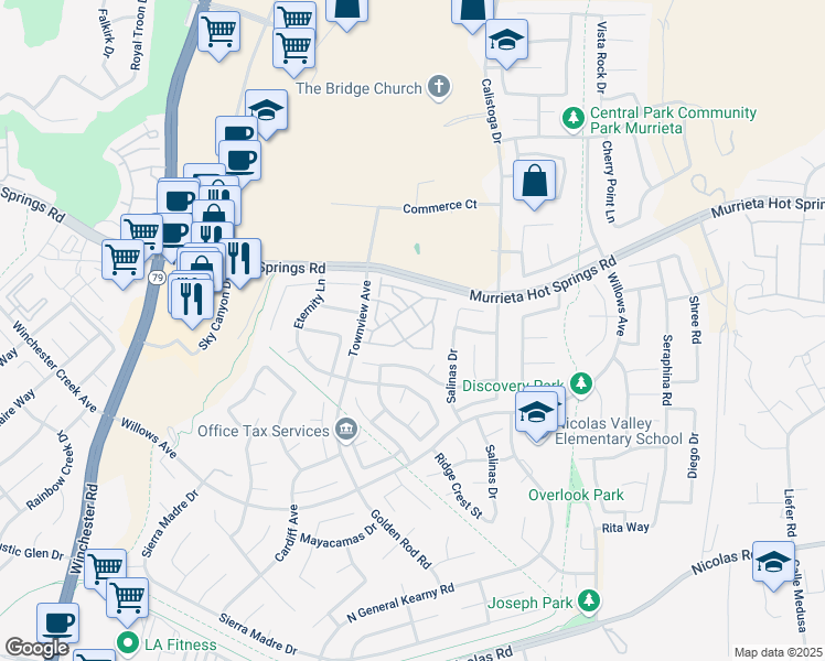 map of restaurants, bars, coffee shops, grocery stores, and more near in Murrieta