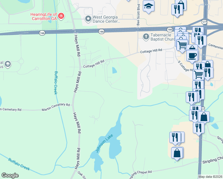 map of restaurants, bars, coffee shops, grocery stores, and more near 329 Nizzear Lane in Carrollton