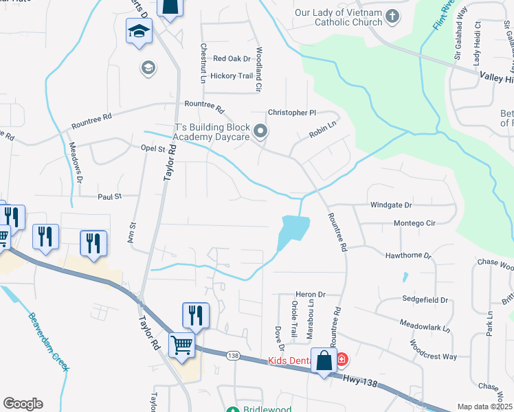 map of restaurants, bars, coffee shops, grocery stores, and more near 166 Lucan Way in Riverdale
