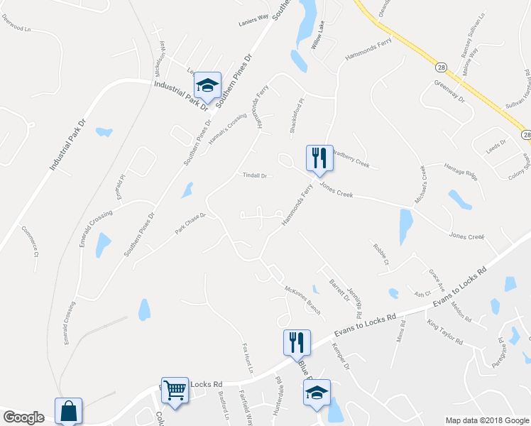 map of restaurants, bars, coffee shops, grocery stores, and more near 719 Magruder Court in Evans