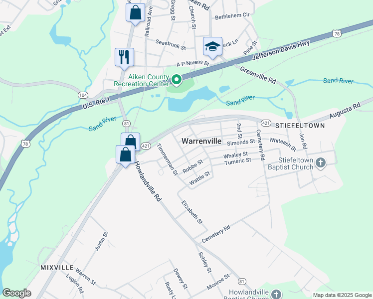 map of restaurants, bars, coffee shops, grocery stores, and more near 23 Cloudman Street in Warrenville