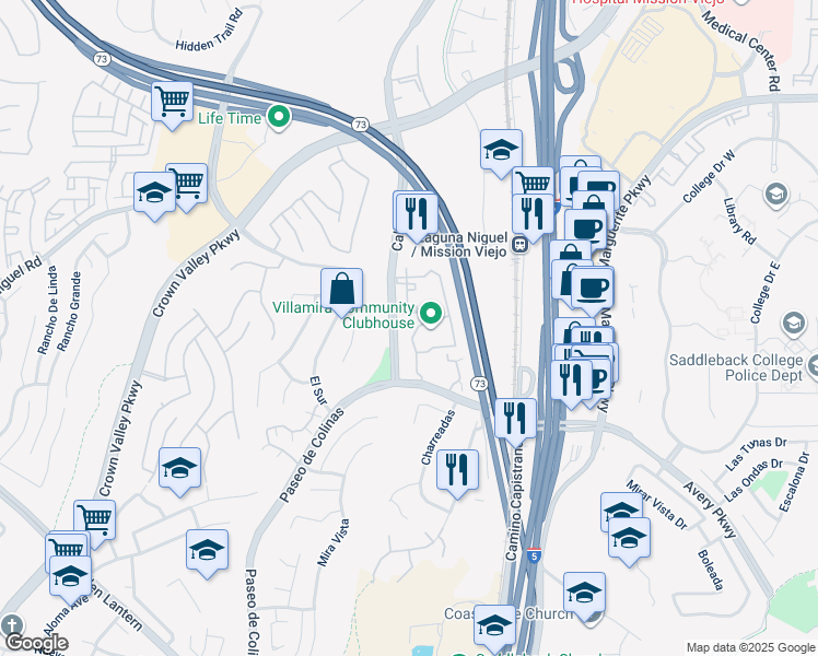 map of restaurants, bars, coffee shops, grocery stores, and more near in Laguna Niguel