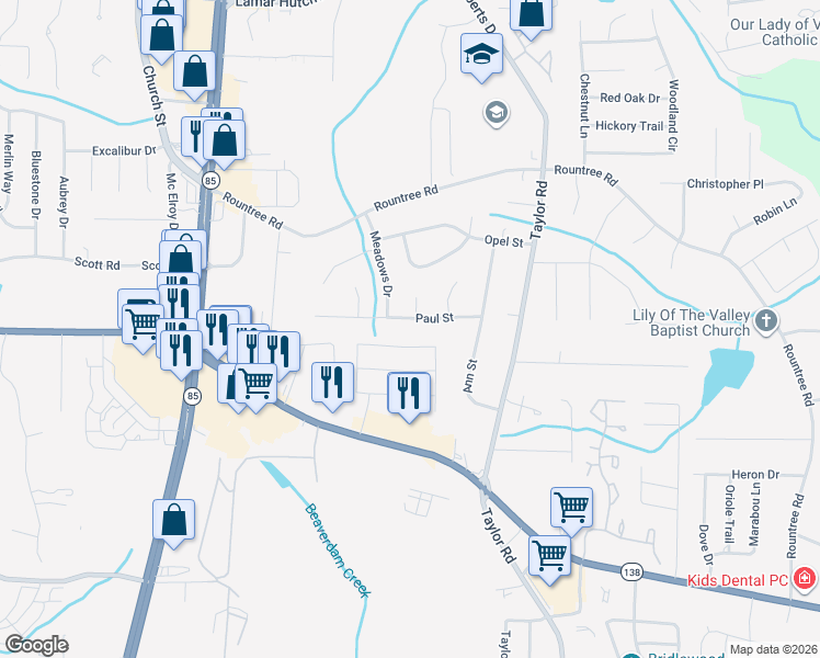 map of restaurants, bars, coffee shops, grocery stores, and more near 488 Paul Street in Riverdale