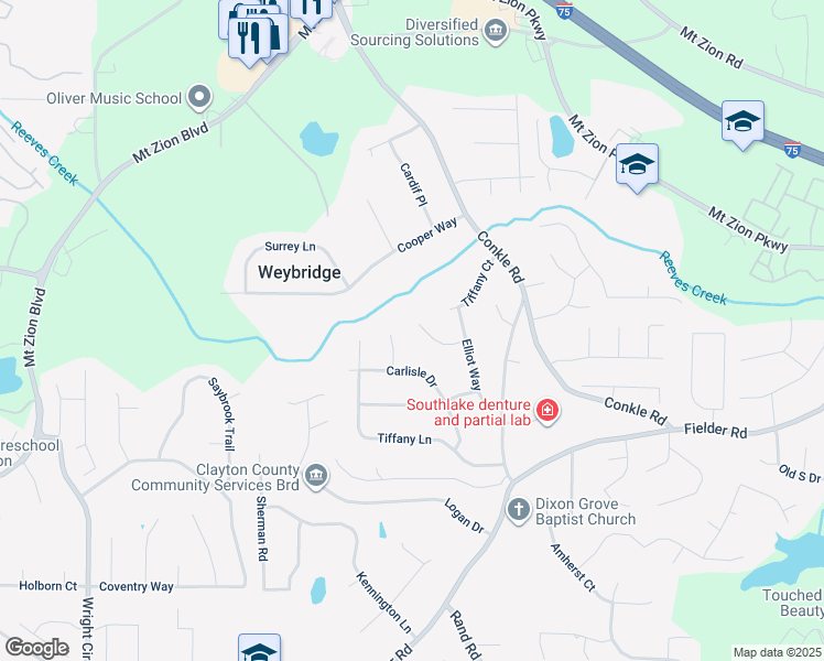 map of restaurants, bars, coffee shops, grocery stores, and more near 2197 Bristol Court in Jonesboro