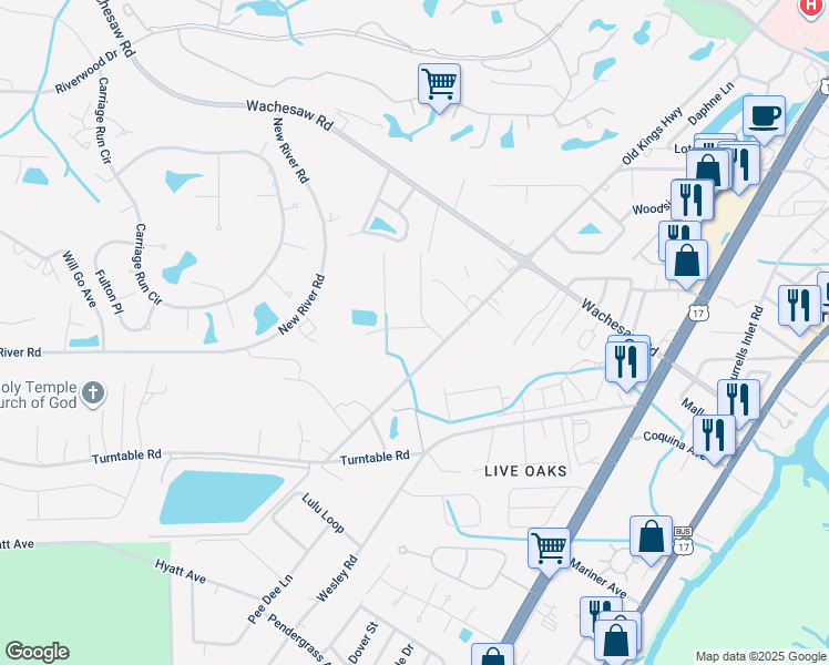 map of restaurants, bars, coffee shops, grocery stores, and more near 951 Nesbit Avenue in Murrells Inlet