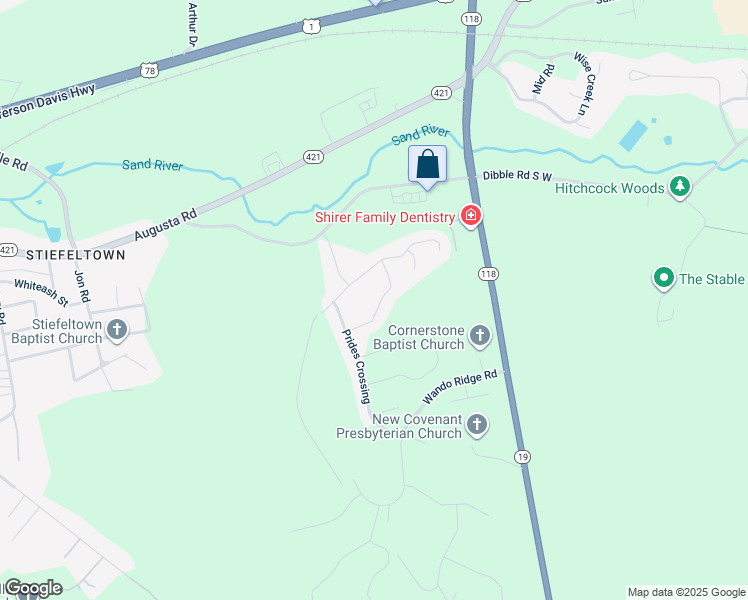 map of restaurants, bars, coffee shops, grocery stores, and more near 6068 Rye Field Road in Aiken