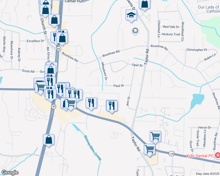 map of restaurants, bars, coffee shops, grocery stores, and more near 488 Paul Street in Riverdale