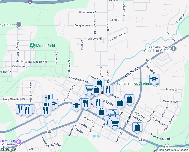map of restaurants, bars, coffee shops, grocery stores, and more near 8292 Hall Avenue in Leeds