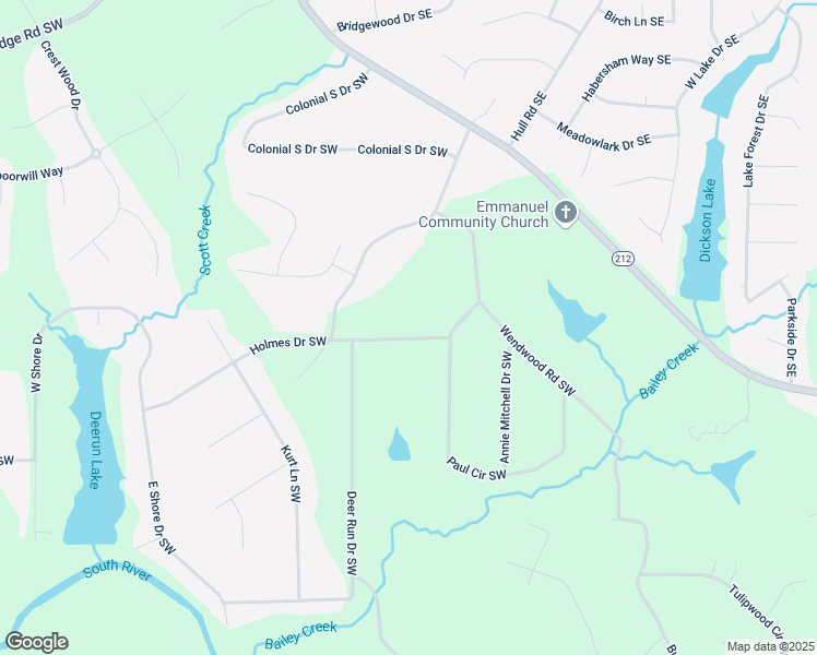 map of restaurants, bars, coffee shops, grocery stores, and more near 1631 Holmes Drive Southwest in Conyers