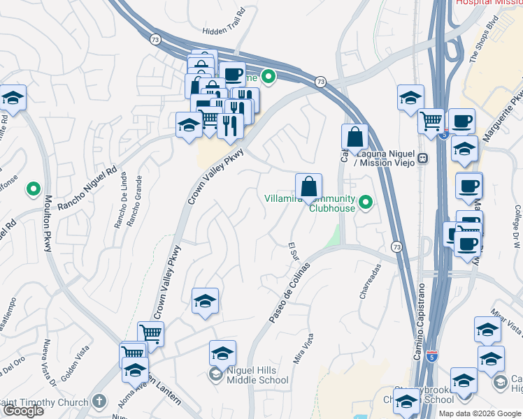 map of restaurants, bars, coffee shops, grocery stores, and more near 28401 Clareton Drive in Laguna Niguel
